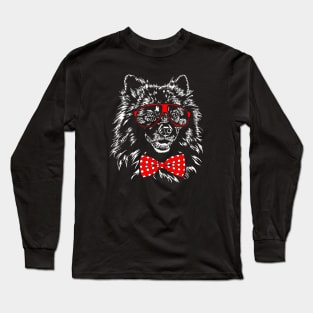 Cute Keeshond dog with glasses Long Sleeve T-Shirt